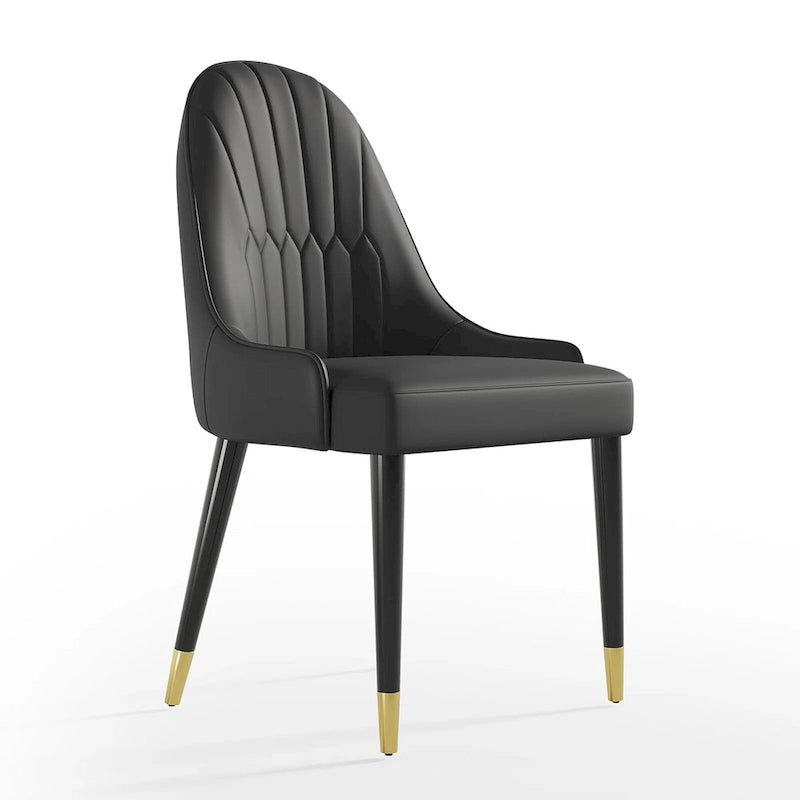 Chaises de salle à manger en similicuir, noir / marron foncé, lot de 4