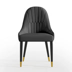 Chaises de salle à manger en similicuir, noir / marron foncé, lot de 4