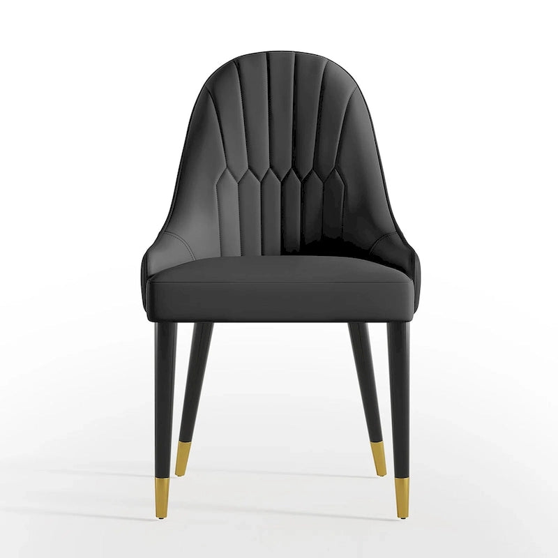Chaises de salle à manger en similicuir, noir / marron foncé, lot de 4