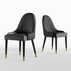 Chaises de salle à manger en similicuir, noir / marron foncé, lot de 4