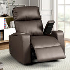 Fauteuil inclinable électrique en similicuir gris/marron – Une place