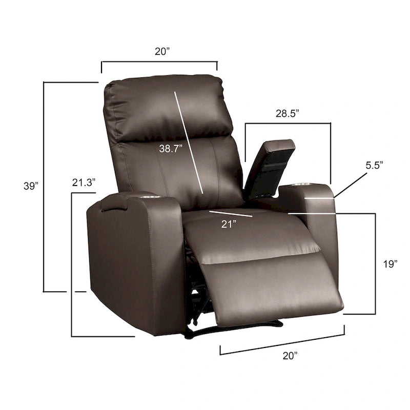 Fauteuil inclinable électrique en similicuir gris/marron – Une place