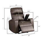 Fauteuil inclinable électrique en similicuir gris/marron – Une place
