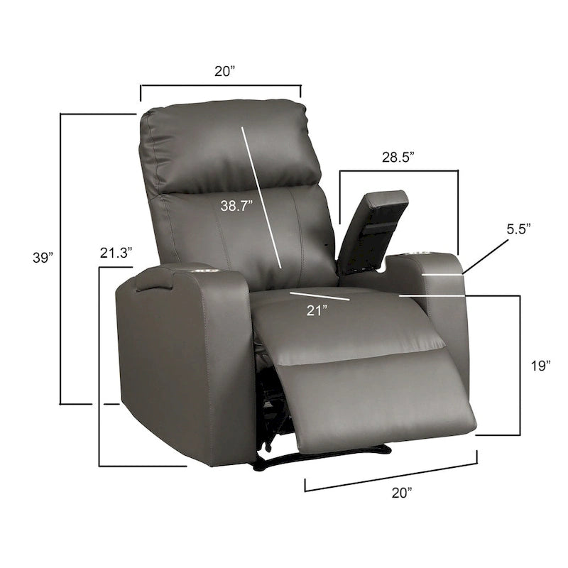 Fauteuil inclinable électrique en similicuir gris/marron – Une place