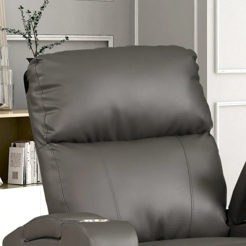 Fauteuil inclinable électrique en similicuir gris/marron – Une place