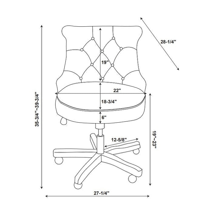 Fauteuil de bureau pivotant capitonné sarcelle, 1 personne
