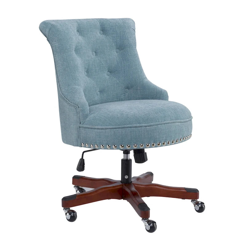 Fauteuil de bureau pivotant capitonné sarcelle, 1 personne