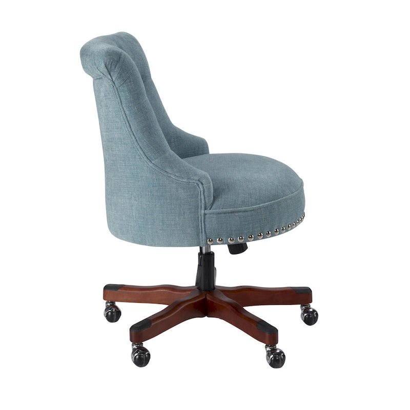 Fauteuil de bureau pivotant capitonné sarcelle, 1 personne