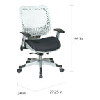 Chaise de bureau ergonomique en maille Gris clair / Blanc / Noir / Gris / Orange / Rouge pour 1 personne