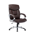 Fauteuil de bureau de direction en cuir synthétique marron foncé / blanc / noir, une personne, roulettes