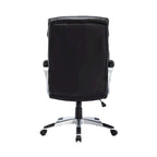 Fauteuil de bureau de direction en cuir synthétique marron foncé / blanc / noir, une personne, roulettes