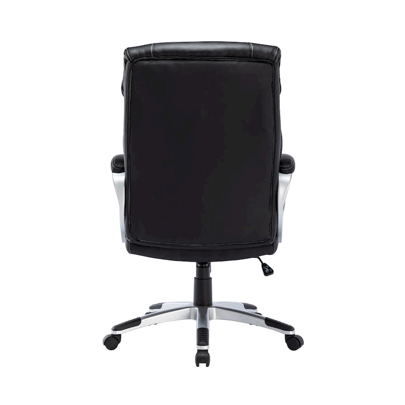 Fauteuil de bureau de direction en cuir synthétique marron foncé / blanc / noir, une personne, roulettes
