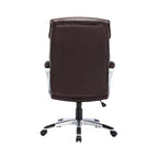 Fauteuil de bureau de direction en cuir synthétique marron foncé / blanc / noir, une personne, roulettes