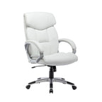 Fauteuil de bureau de direction en cuir synthétique marron foncé / blanc / noir, une personne, roulettes