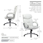 Fauteuil de bureau de direction en cuir synthétique marron foncé / blanc / noir, une personne, roulettes
