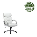 Fauteuil de bureau de direction en cuir synthétique marron foncé / blanc / noir, une personne, roulettes