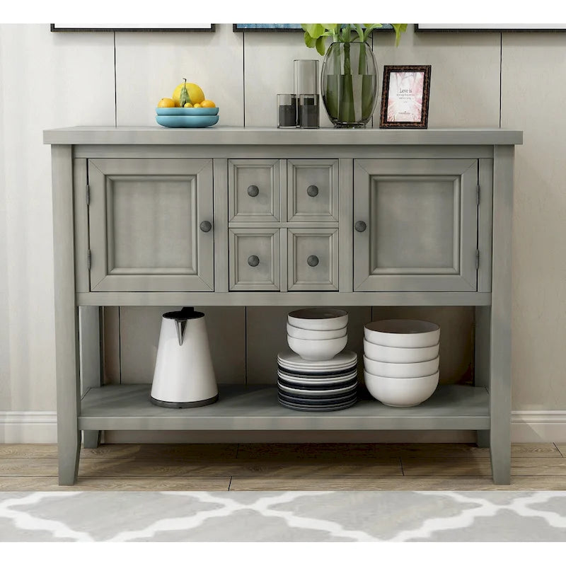 Buffet Rétro Console – Bleu Foncé / Gris / Bleu / Blanc Citron Vert / Espresso