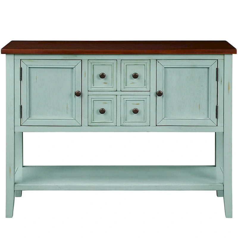 Buffet Rétro Console – Bleu Foncé / Gris / Bleu / Blanc Citron Vert / Espresso