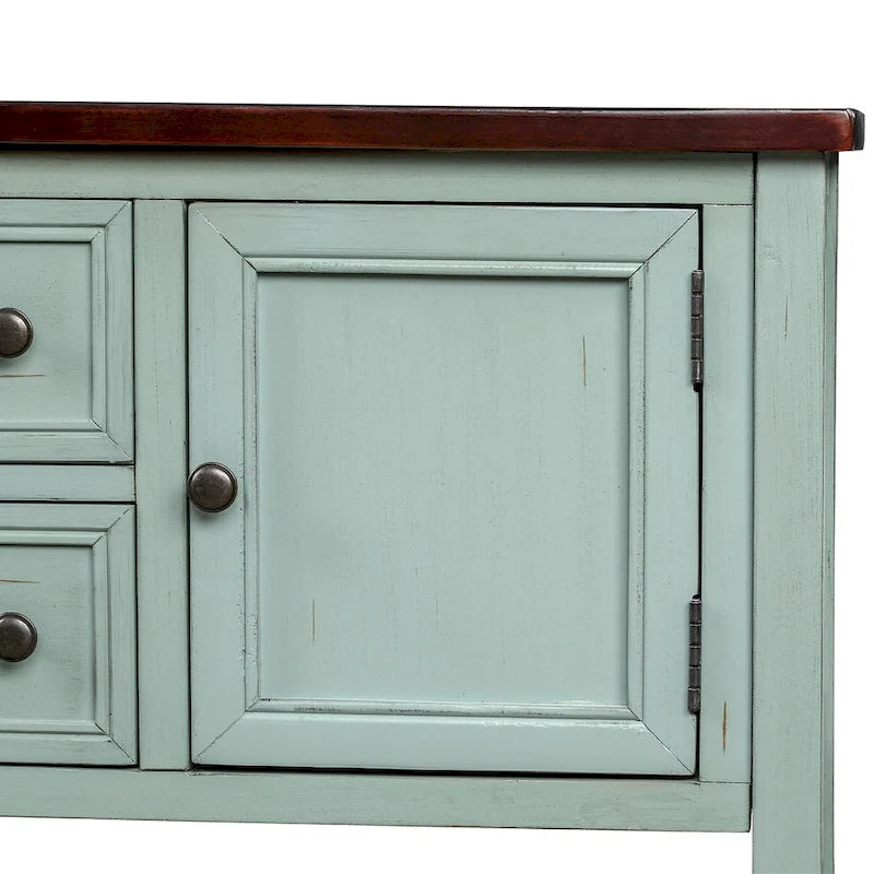 Buffet Rétro Console – Bleu Foncé / Gris / Bleu / Blanc Citron Vert / Espresso