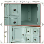 Buffet Rétro Console – Bleu Foncé / Gris / Bleu / Blanc Citron Vert / Espresso