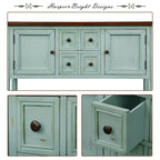 Buffet Rétro Console – Bleu Foncé / Gris / Bleu / Blanc Citron Vert / Espresso