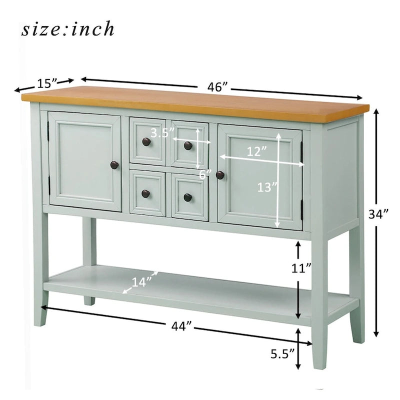 Buffet Rétro Console – Bleu Foncé / Gris / Bleu / Blanc Citron Vert / Espresso