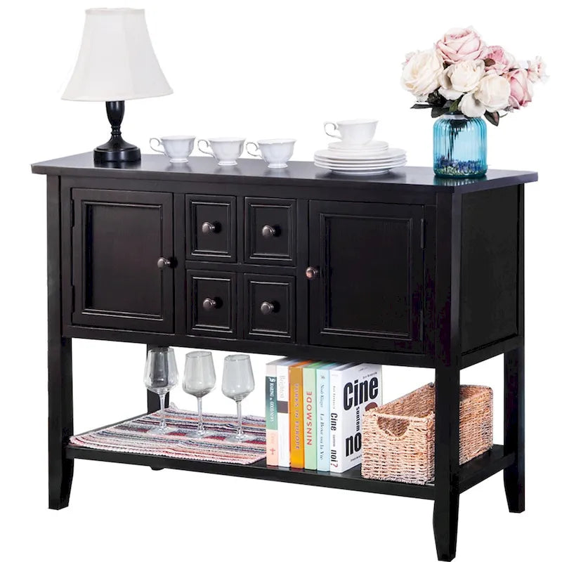 Buffet Rétro Console – Bleu Foncé / Gris / Bleu / Blanc Citron Vert / Espresso