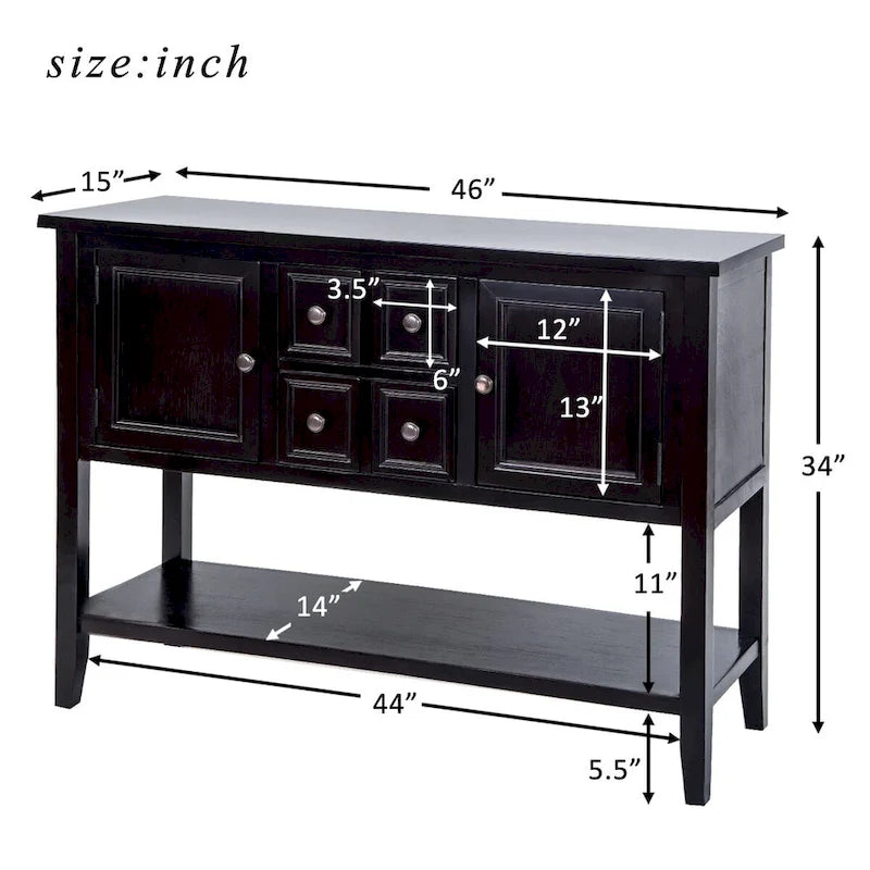 Buffet Rétro Console – Bleu Foncé / Gris / Bleu / Blanc Citron Vert / Espresso