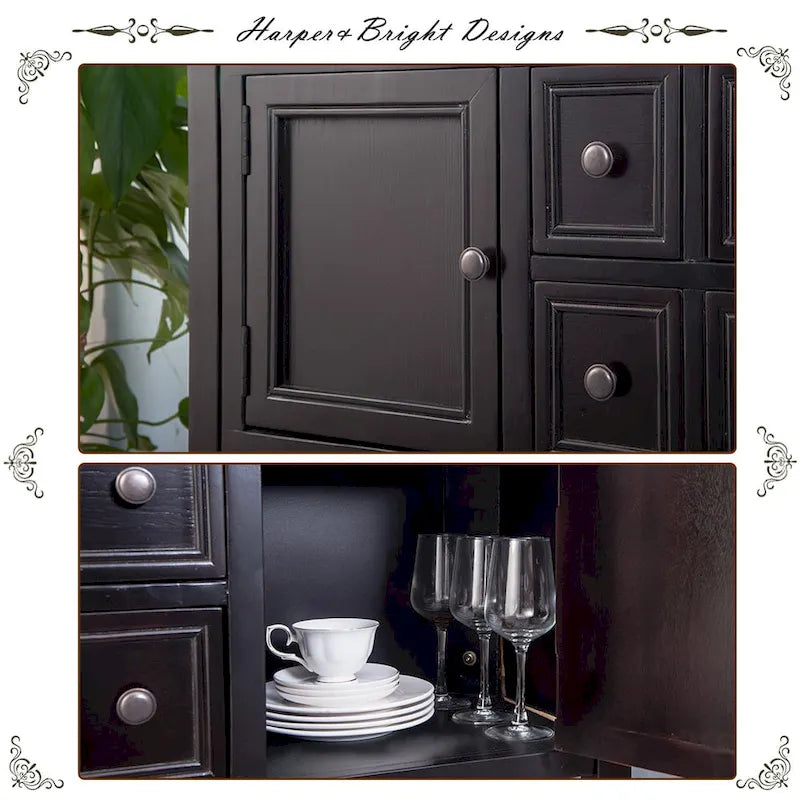 Buffet Rétro Console – Bleu Foncé / Gris / Bleu / Blanc Citron Vert / Espresso
