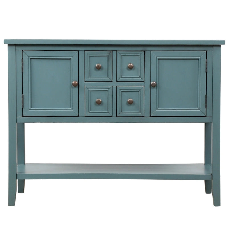 Buffet Rétro Console – Bleu Foncé / Gris / Bleu / Blanc Citron Vert / Espresso