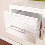 Bureau flottant mural blanc avec 2 tiroirs, 1 personne