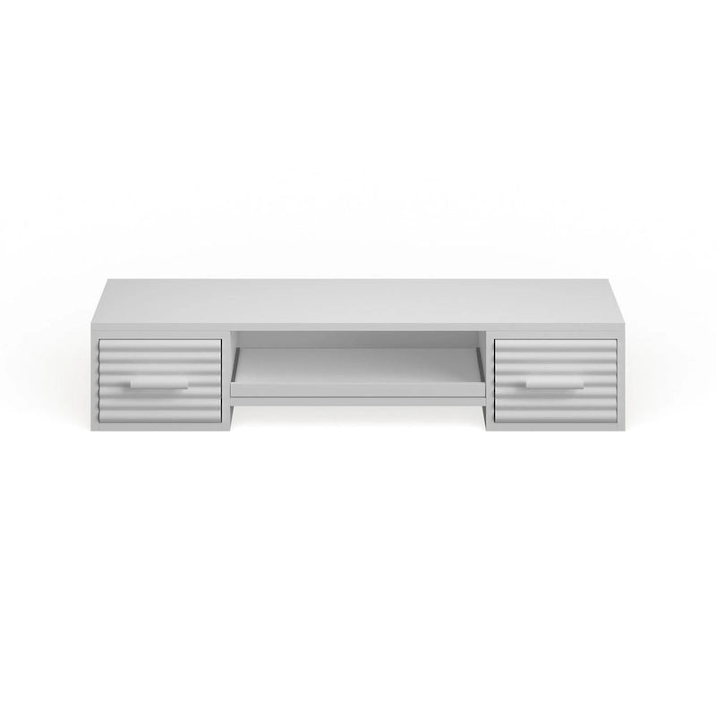 Bureau flottant mural blanc avec 2 tiroirs, 1 personne
