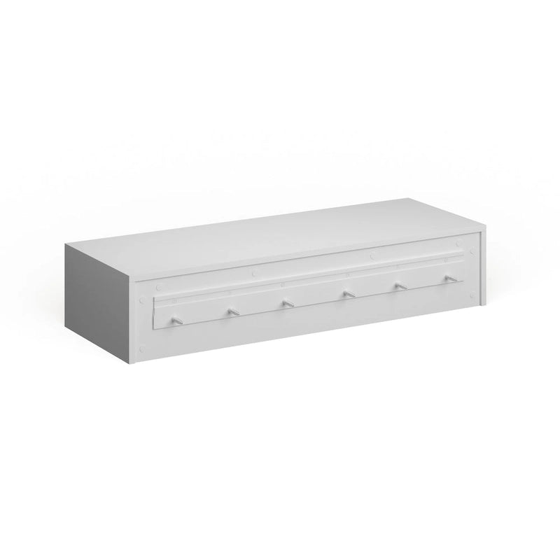 Bureau flottant mural blanc avec 2 tiroirs, 1 personne