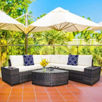 Ensemble de canapés de patio extérieur 6 pièces symétrique Off White