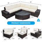 Ensemble de canapés de patio extérieur 6 pièces symétrique Off White
