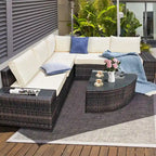 Ensemble de canapés de patio extérieur 6 pièces symétrique Off White