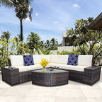 Ensemble de canapés de patio extérieur 6 pièces symétrique Off White