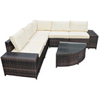 Ensemble de canapés de patio extérieur 6 pièces symétrique Off White