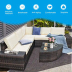 Ensemble de canapés de patio extérieur 6 pièces symétrique Off White