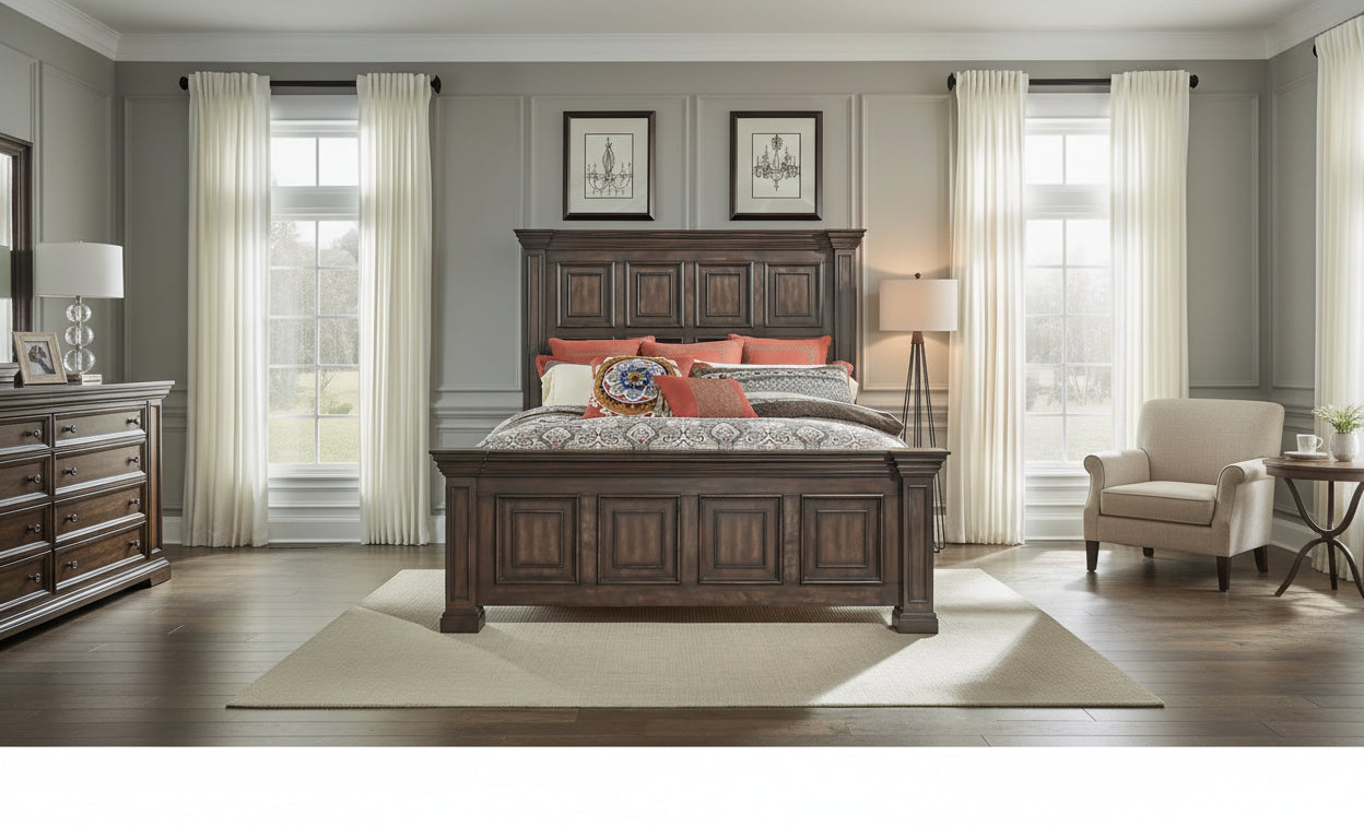 Big Valley Brownstone Distressed Queen Panel Bed