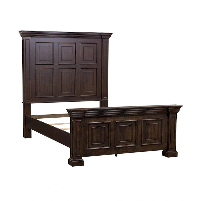 Lit panneau Queen Brownstone vieilli, 1 personne