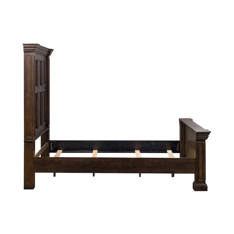 Lit panneau Queen Brownstone vieilli, 1 personne