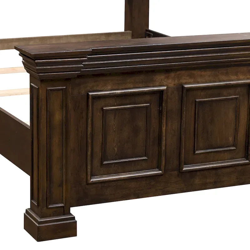 Lit panneau Queen Brownstone vieilli, 1 personne