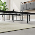 Cadre de lit gris, Grand lit/Lit double, Tête de lit avec rangement, prises et USB et 2 tiroirs