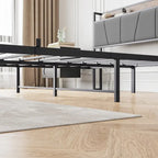 Cadre de lit gris, Grand lit/Lit double, Tête de lit avec rangement, prises et USB et 2 tiroirs