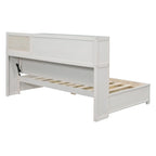 Lit de repos en bois blanc/gris/marron, une place, avec 3 tiroirs et ports USB