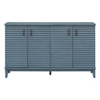 Buffet à 4 portes avec étagères réglables – Espresso / Bleu marine / Blanc antique