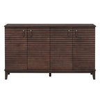 Buffet à 4 portes avec étagères réglables – Espresso / Bleu marine / Blanc antique