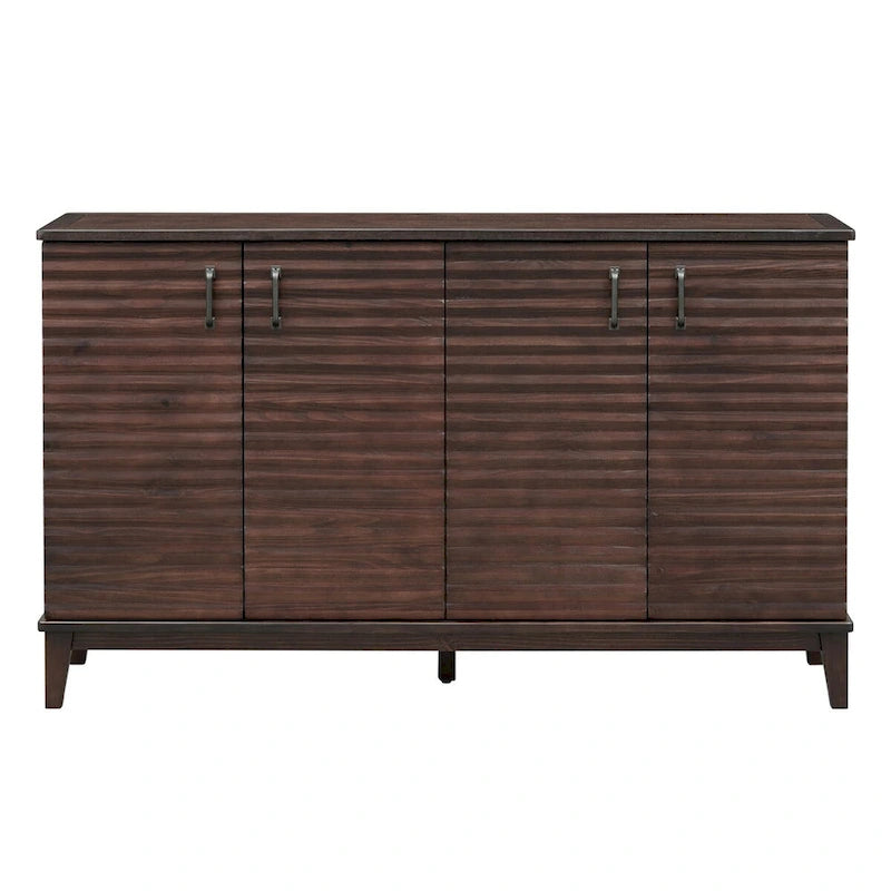 Buffet à 4 portes avec étagères réglables – Espresso / Bleu marine / Blanc antique