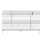 Buffet à 4 portes avec étagères réglables – Espresso / Bleu marine / Blanc antique